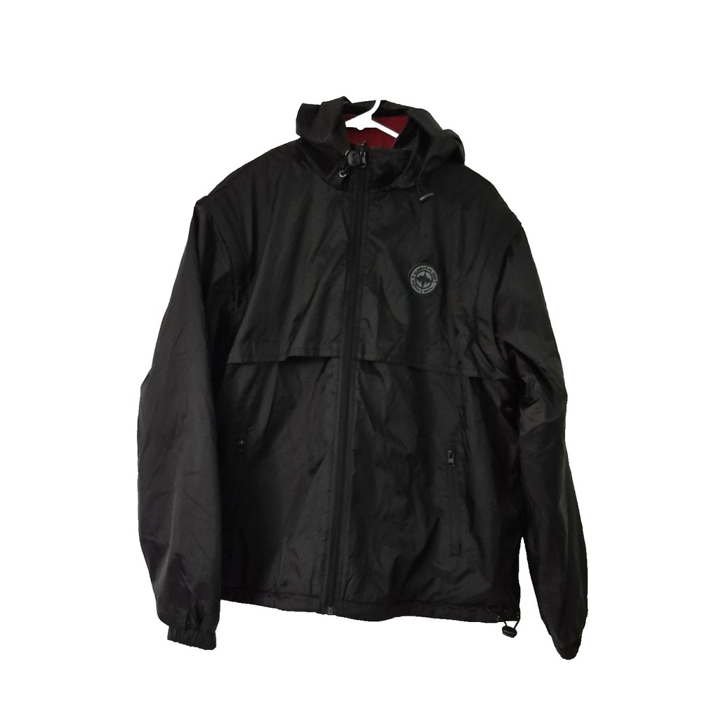Alaska Reversible Hoodec Jacket Mens L  Black/Red Fleece Lined Full Zip Outdoor